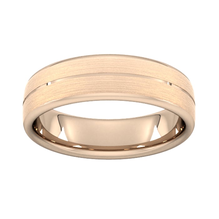 Goldsmiths 6mm Slight Court Extra Heavy Centre Groove With Chamfered Edge Wedding Ring In 18 Carat Rose Gold