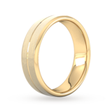 Goldsmiths 6mm Flat Court Heavy Centre Groove With Chamfered Edge Wedding Ring In 18 Carat Yellow Gold