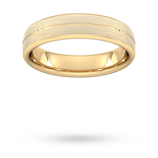 Goldsmiths 5mm Traditional Court Heavy Centre Groove With Chamfered Edge Wedding Ring In 9 Carat Yellow Gold