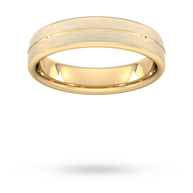 Goldsmiths 5mm Traditional Court Heavy Centre Groove With Chamfered Edge Wedding Ring In 9 Carat Yellow Gold - Ring Size Q