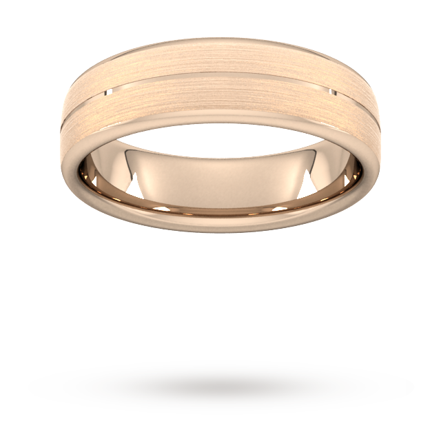 6mm Traditional Court Standard Centre Groove With Chamfered Edge Wedding Ring In 9 Carat Rose Gold - Ring Size T