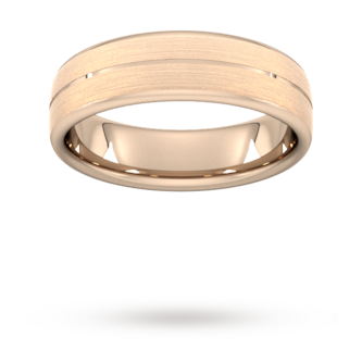 Goldsmiths 6mm Traditional Court Standard Centre Groove With Chamfered Edge Wedding Ring In 9 Carat Rose Gold