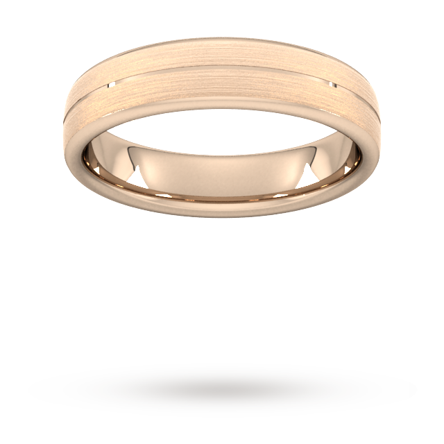 5mm Traditional Court Heavy Centre Groove With Chamfered Edge Wedding Ring In 9 Carat Rose Gold - Ring Size K