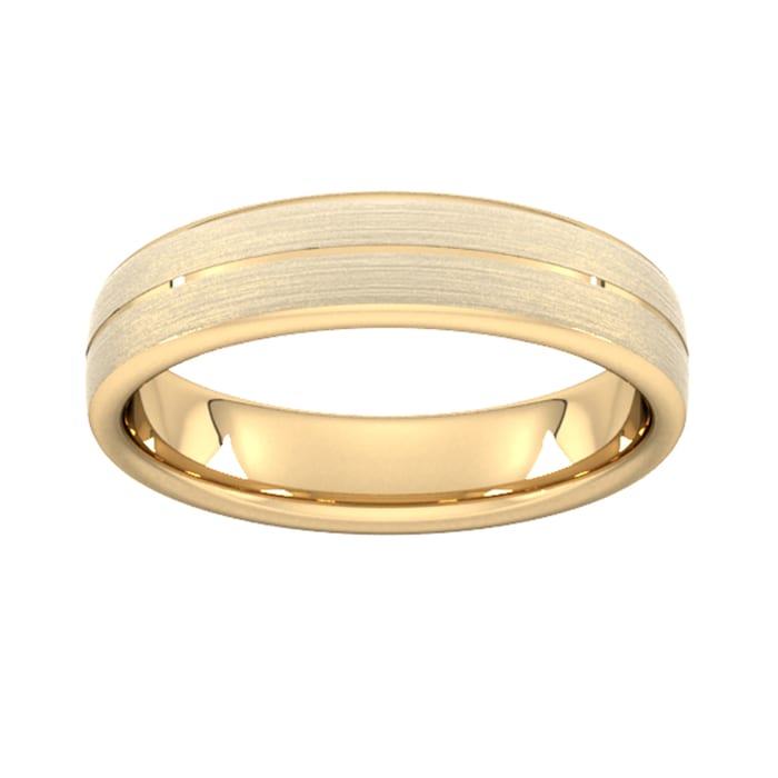 Goldsmiths 5mm Traditional Court Heavy Centre Groove With Chamfered Edge Wedding Ring In 18 Carat Yellow Gold