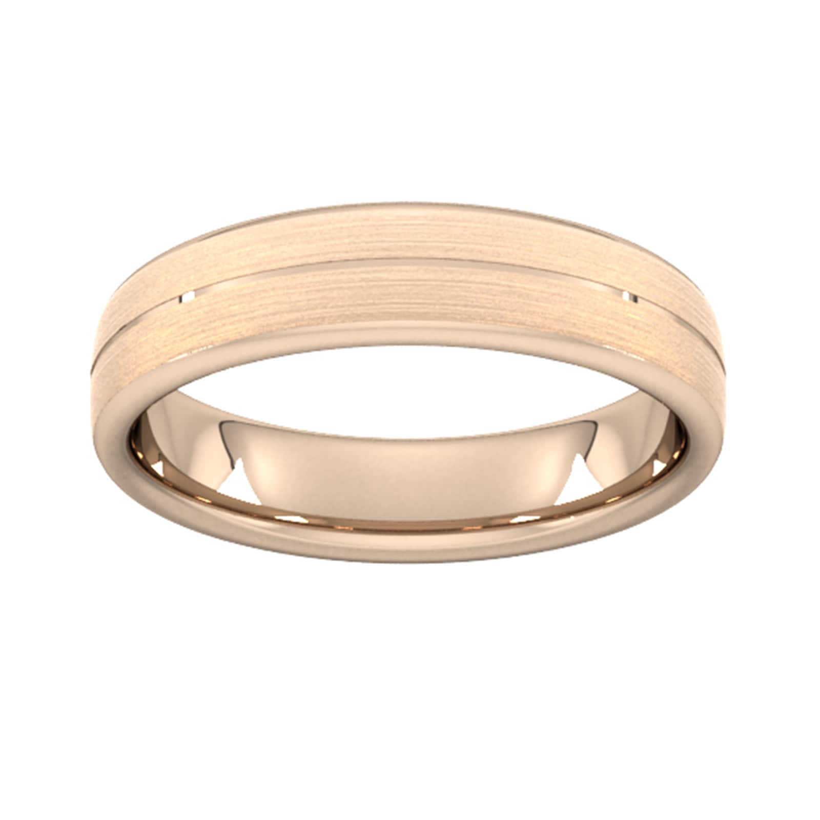 5mm Traditional Court Heavy Centre Groove With Chamfered Edge Wedding Ring In 18 Carat Rose Gold - Ring Size U