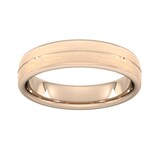 Goldsmiths 5mm Traditional Court Heavy Centre Groove With Chamfered Edge Wedding Ring In 18 Carat Rose Gold - Ring Size S