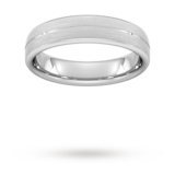 Goldsmiths 5mm Traditional Court Heavy Centre Groove With Chamfered Edge Wedding Ring In Platinum - Ring Size P