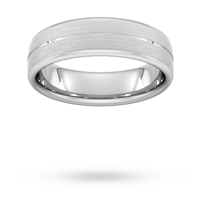Goldsmiths 6mm Traditional Court Heavy Centre Groove With Chamfered Edge Wedding Ring In Platinum - Ring Size Q