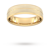 Goldsmiths 6mm D Shape Heavy Centre Groove With Chamfered Edge Wedding Ring In 9 Carat Yellow Gold