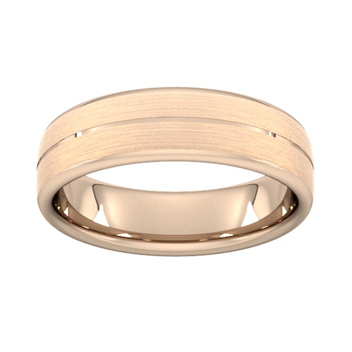 Goldsmiths 6mm D Shape Heavy Centre Groove With Chamfered Edge Wedding Ring In 9 Carat Rose Gold - Ring Size Q