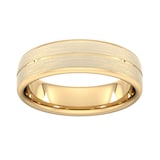 Goldsmiths 6mm D Shape Standard Centre Groove With Chamfered Edge Wedding Ring In 18 Carat Yellow Gold