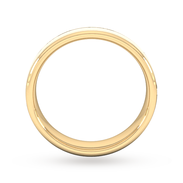 Goldsmiths 5mm D Shape Heavy Centre Groove With Chamfered Edge Wedding Ring In 18 Carat Yellow Gold
