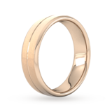 Goldsmiths 6mm D Shape Standard Centre Groove With Chamfered Edge Wedding Ring In 18 Carat Rose Gold - Ring Size T