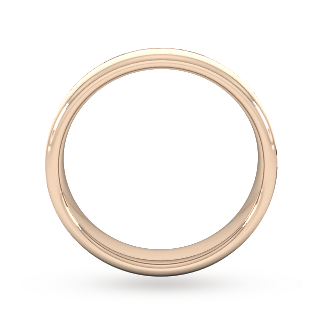 Goldsmiths 5mm D Shape Heavy Centre Groove With Chamfered Edge Wedding Ring In 18 Carat Rose Gold - Ring Size S