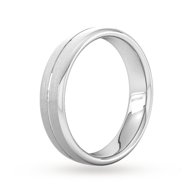 Goldsmiths 5mm D Shape Heavy Centre Groove With Chamfered Edge Wedding Ring In Platinum