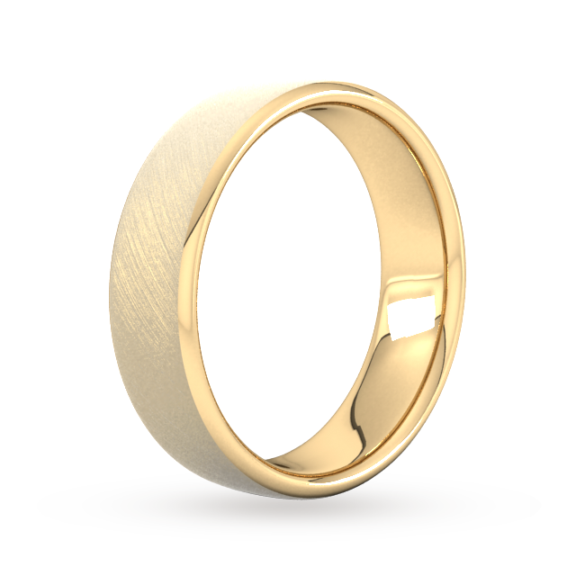 Goldsmiths 6mm Slight Court Standard Diagonal Matt Finish Wedding Ring In 9 Carat Yellow Gold - Ring Size R
