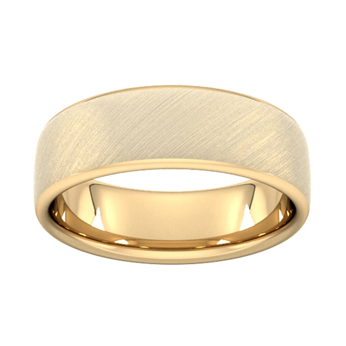 Goldsmiths 6mm Slight Court Heavy Diagonal Matt Finish Wedding Ring In 9 Carat Yellow Gold