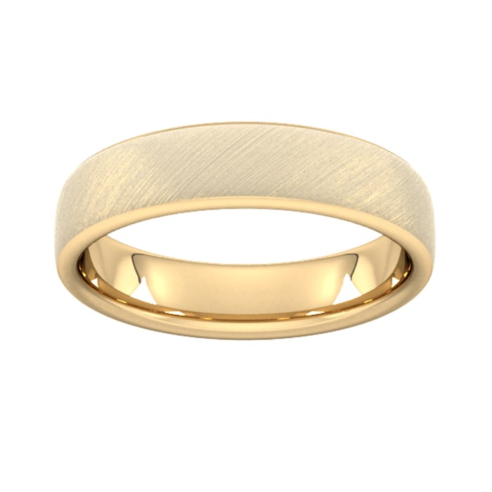 Goldsmiths 5mm Slight Court Heavy Diagonal Matt Finish Wedding Ring In 18 Carat Yellow Gold