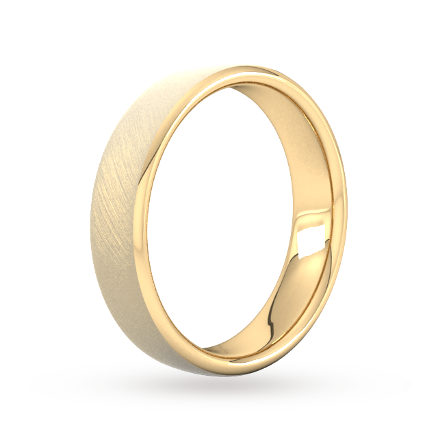 Goldsmiths 5mm Slight Court Extra Heavy Diagonal Matt Finish Wedding Ring In 18 Carat Yellow Gold - Ring Size M