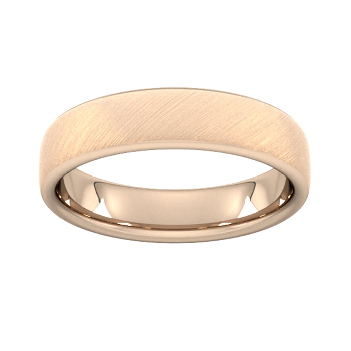 Goldsmiths 5mm Flat Court Heavy Diagonal Matt Finish Wedding Ring In 18 Carat Rose Gold