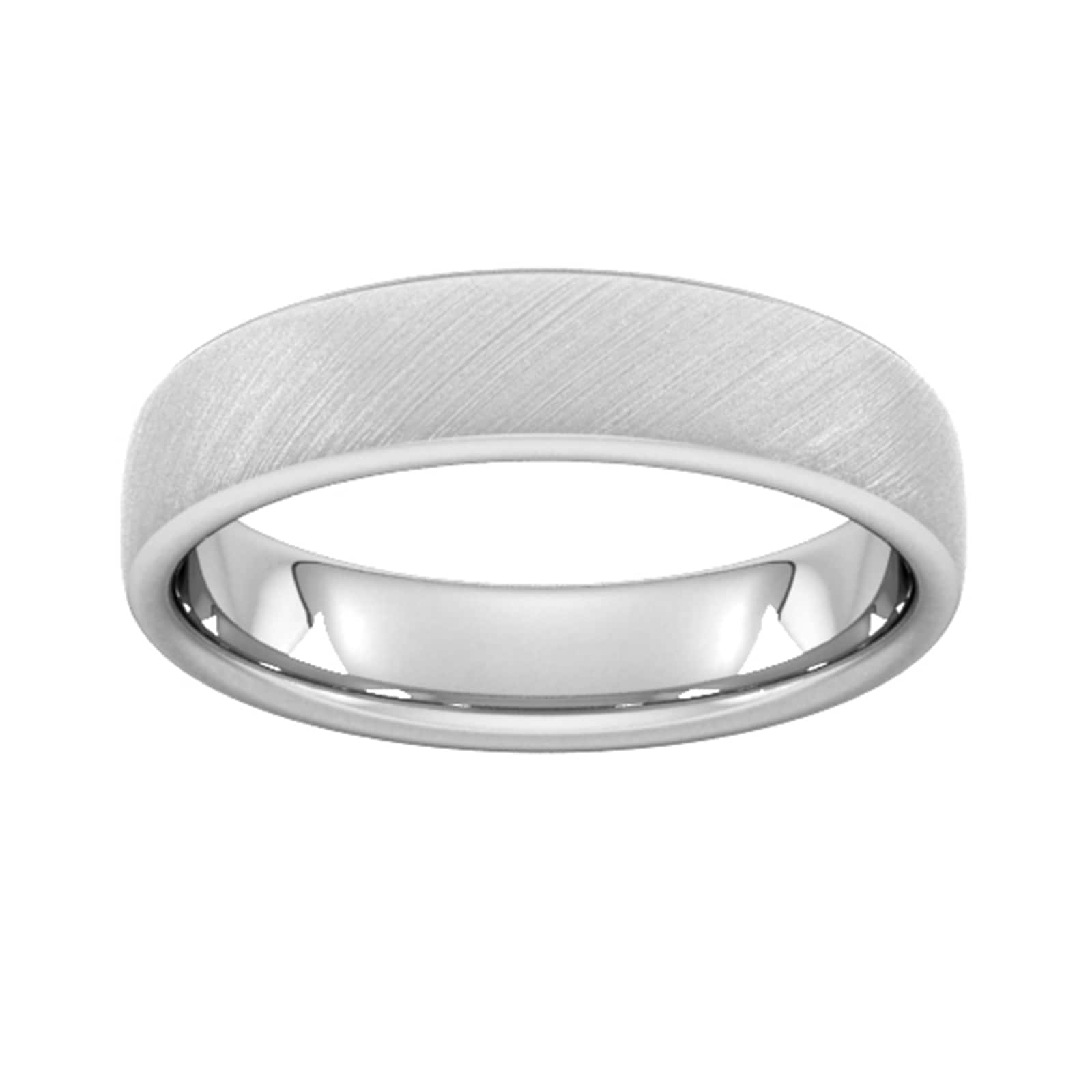5mm Flat Court Heavy Diagonal Matt Finish Wedding Ring In Platinum - Ring Size U