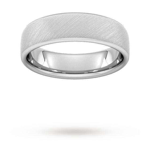 6mm Flat Court Heavy Diagonal Matt Finish Wedding Ring In Platinum - Ring Size I