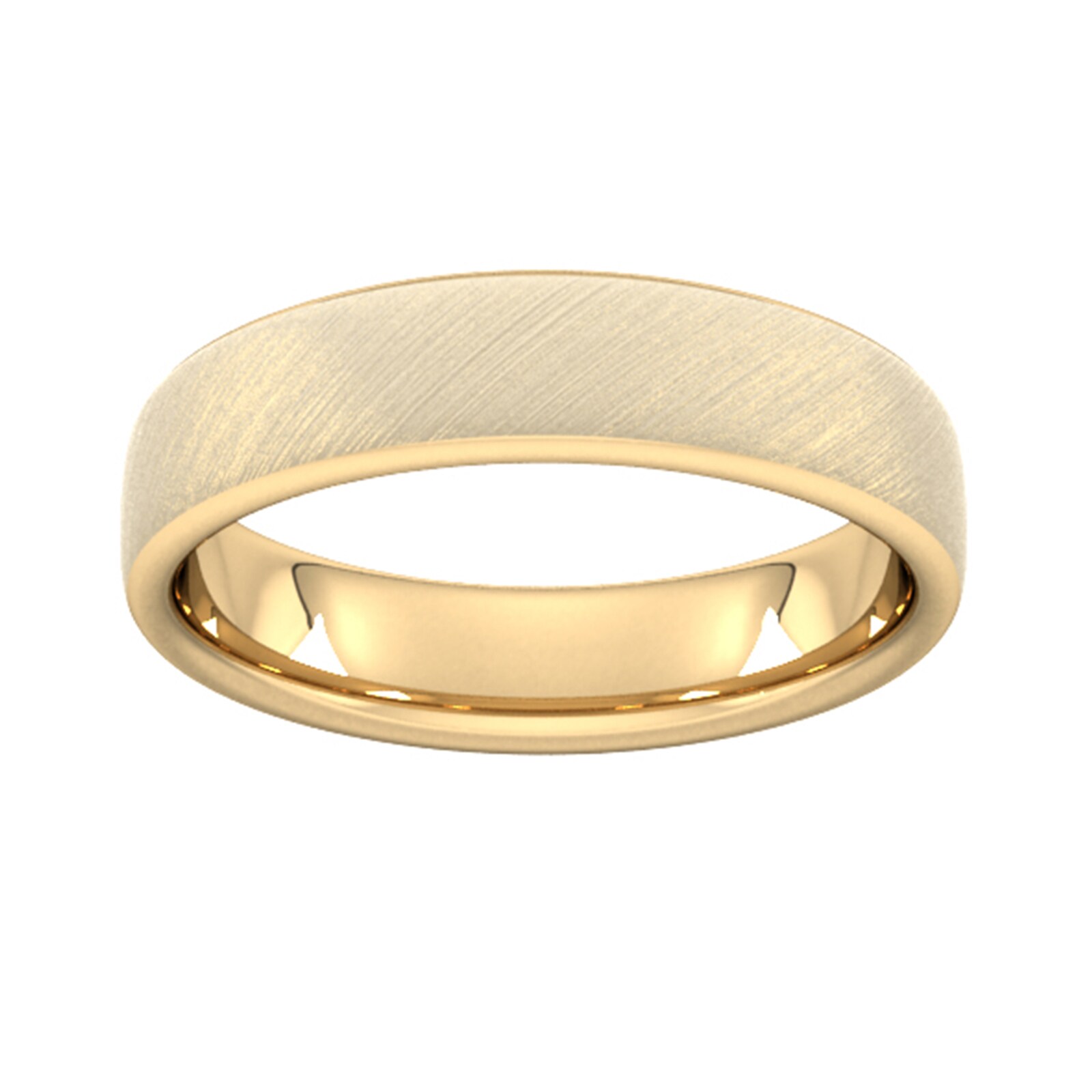 5mm Traditional Court Heavy Diagonal Matt Finish Wedding Ring In 9 Carat Yellow Gold - Ring Size L