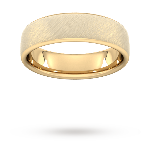 Goldsmiths 6mm Traditional Court Heavy Diagonal Matt Finish Wedding Ring In 9 Carat Yellow Gold - Ring Size Q