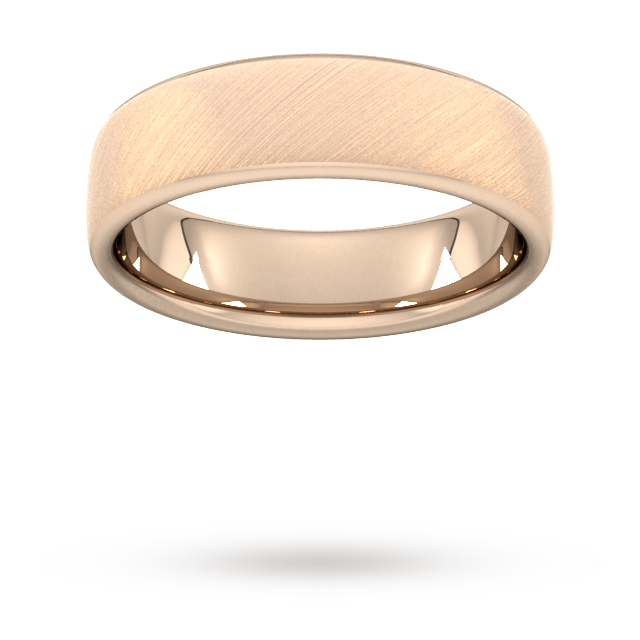 6mm Traditional Court Standard Diagonal Matt Finish Wedding Ring In 9 Carat Rose Gold - Ring Size L
