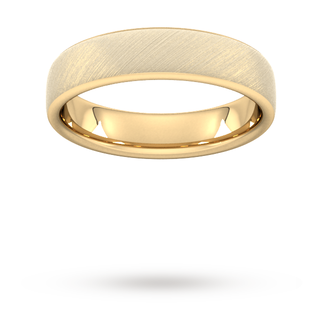 5mm Traditional Court Heavy Diagonal Matt Finish Wedding Ring In 18 Carat Yellow Gold - Ring Size S