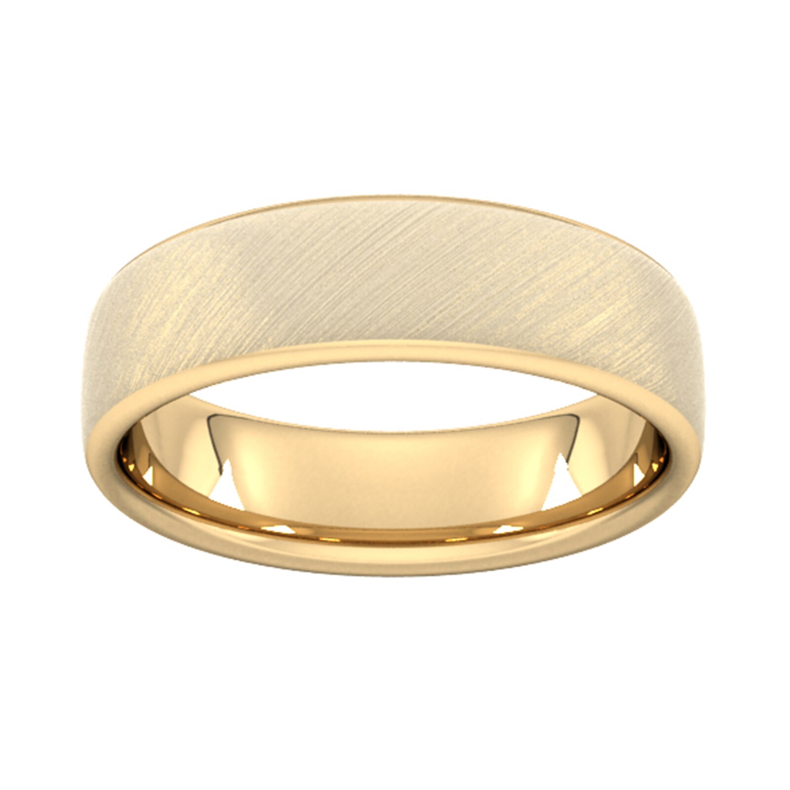 6mm Traditional Court Heavy Diagonal Matt Finish Wedding Ring In 18 Carat Yellow Gold - Ring Size S