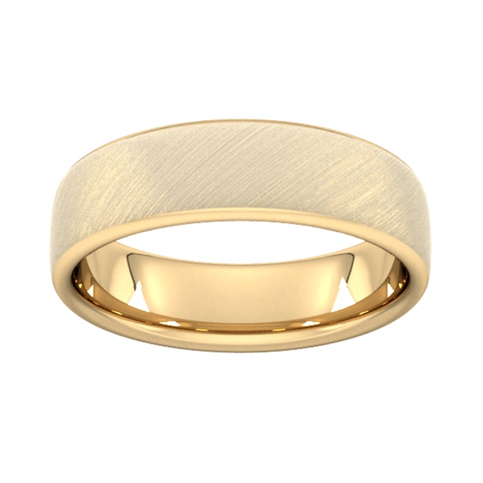 Goldsmiths 6mm Traditional Court Heavy Diagonal Matt Finish Wedding Ring In 18 Carat Yellow Gold - Ring Size R