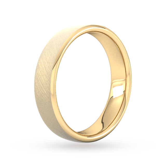 Goldsmiths 5mm D Shape Standard Diagonal Matt Finish Wedding Ring In 9 Carat Yellow Gold