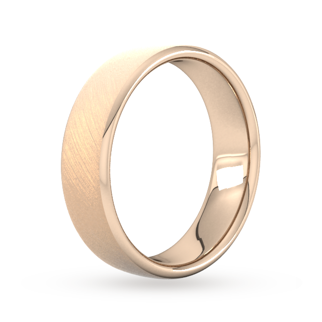 Goldsmiths 6mm D Shape Heavy Diagonal Matt Finish Wedding Ring In 9 Carat Rose Gold - Ring Size S