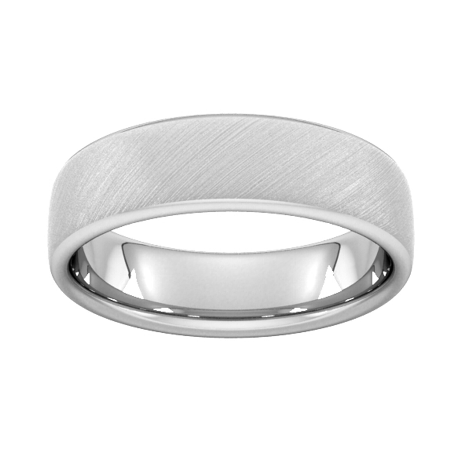 6mm D Shape Heavy Diagonal Matt Finish Wedding Ring In 18 Carat White Gold - Ring Size K