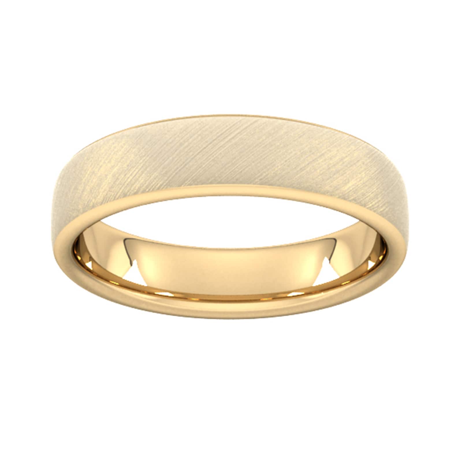 5mm D Shape Standard Diagonal Matt Finish Wedding Ring In 18 Carat Yellow Gold - Ring Size L