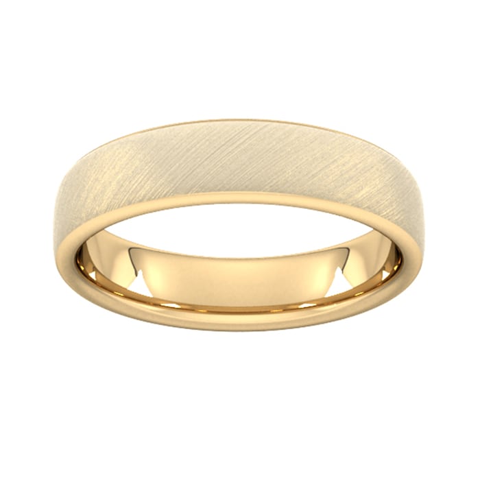 Goldsmiths 5mm D Shape Standard Diagonal Matt Finish Wedding Ring In 18 Carat Yellow Gold - Ring Size Y