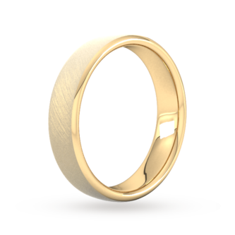 Goldsmiths 5mm D Shape Heavy Diagonal Matt Finish Wedding Ring In 18 Carat Yellow Gold
