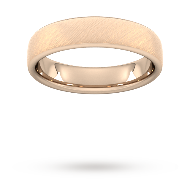 5mm D Shape Standard Diagonal Matt Finish Wedding Ring In 18 Carat Rose Gold - Ring Size U
