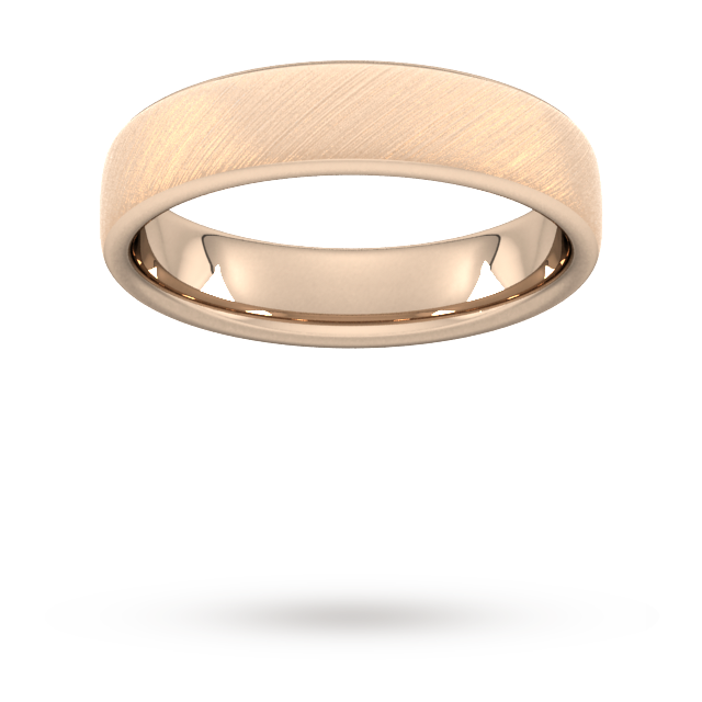 Goldsmiths 5mm D Shape Standard Diagonal Matt Finish Wedding Ring In 18 Carat Rose Gold