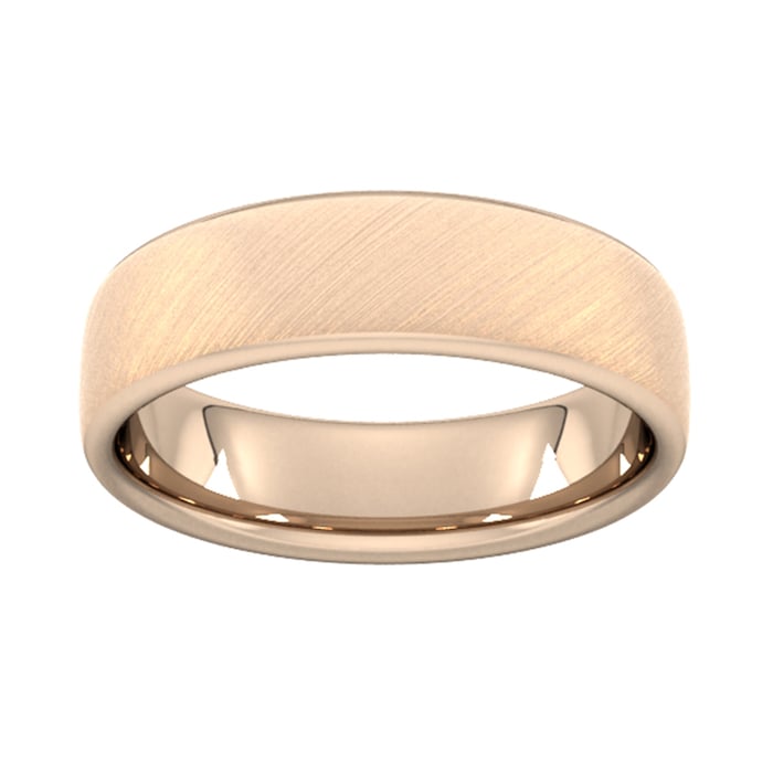 Goldsmiths 6mm D Shape Heavy Diagonal Matt Finish Wedding Ring In 18 Carat Rose Gold - Ring Size M