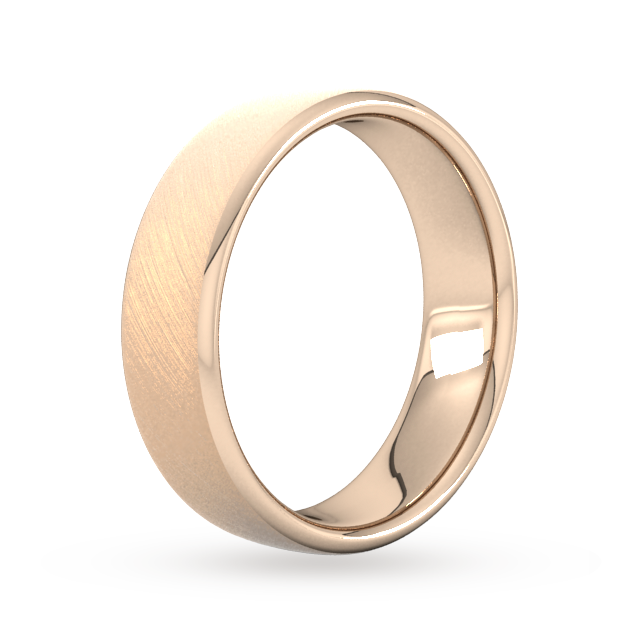 Goldsmiths 6mm D Shape Heavy Diagonal Matt Finish Wedding Ring In 18 Carat Rose Gold - Ring Size S Goldsmiths 6mm D Shape Heavy Diagonal Matt Finish Wedding Ring In 18 Carat Rose Gold - Ring Size S