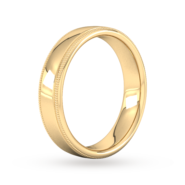 Goldsmiths 5mm Slight Court Extra Heavy Milgrain Edge Wedding Ring In 9 Carat Yellow Gold