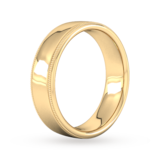 Goldsmiths 6mm Slight Court Extra Heavy Milgrain Edge Wedding Ring In 9 Carat Yellow Gold