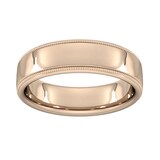 Goldsmiths 6mm Slight Court Standard Milgrain Edge Wedding Ring In 9 Carat Rose Gold - Ring Size Q