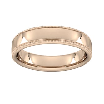 Goldsmiths 5mm Slight Court Heavy Milgrain Edge Wedding Ring In 9 Carat Rose Gold