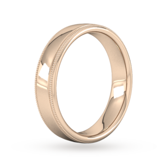 Goldsmiths 5mm Slight Court Heavy Milgrain Edge Wedding Ring In 9 Carat Rose Gold