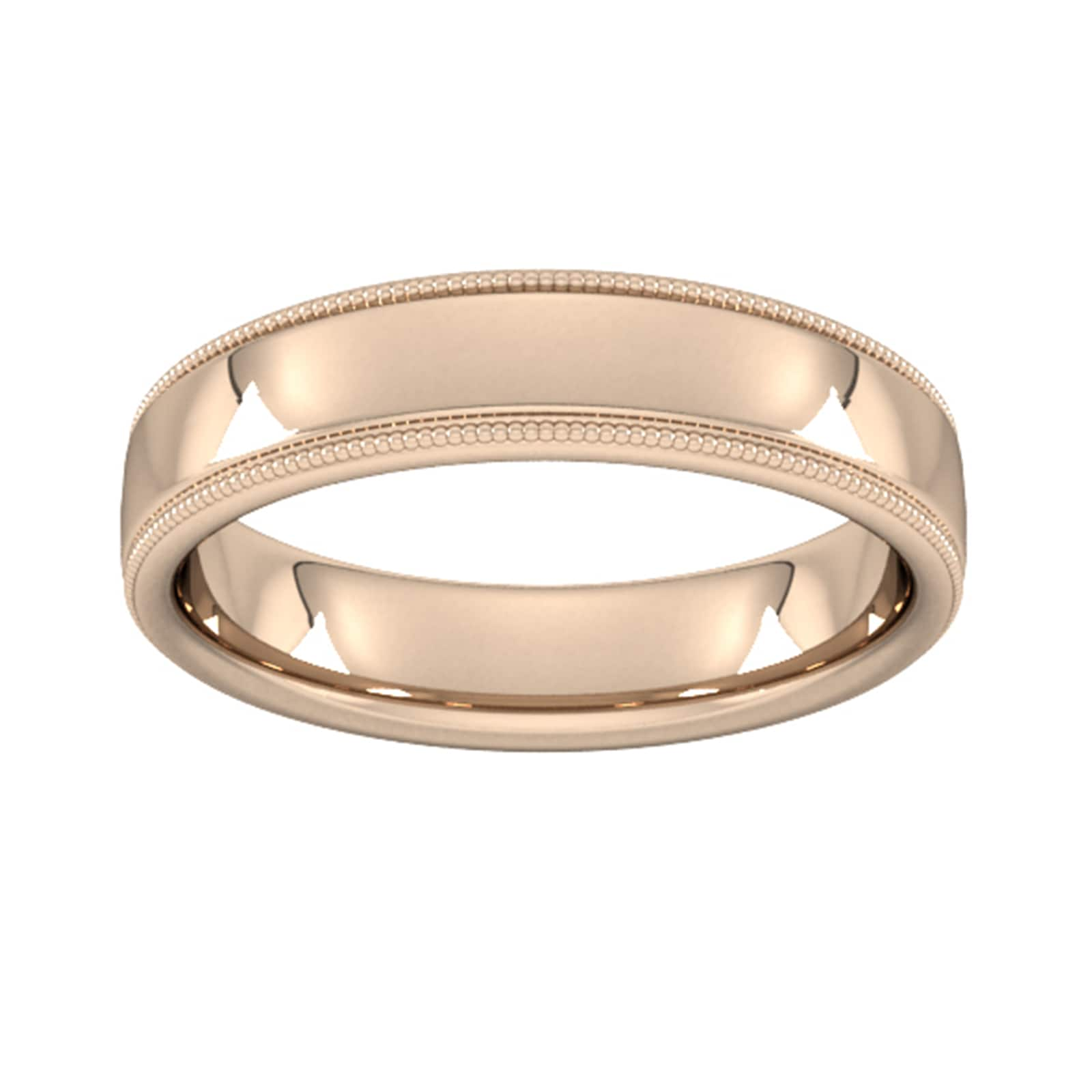 5mm Slight Court Extra Heavy Milgrain Edge Wedding Ring In 9 Carat Rose Gold - Ring Size Z