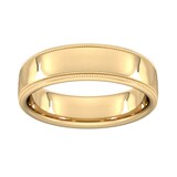 Goldsmiths 6mm Slight Court Extra Heavy Milgrain Edge Wedding Ring In 18 Carat Yellow Gold - Ring Size P