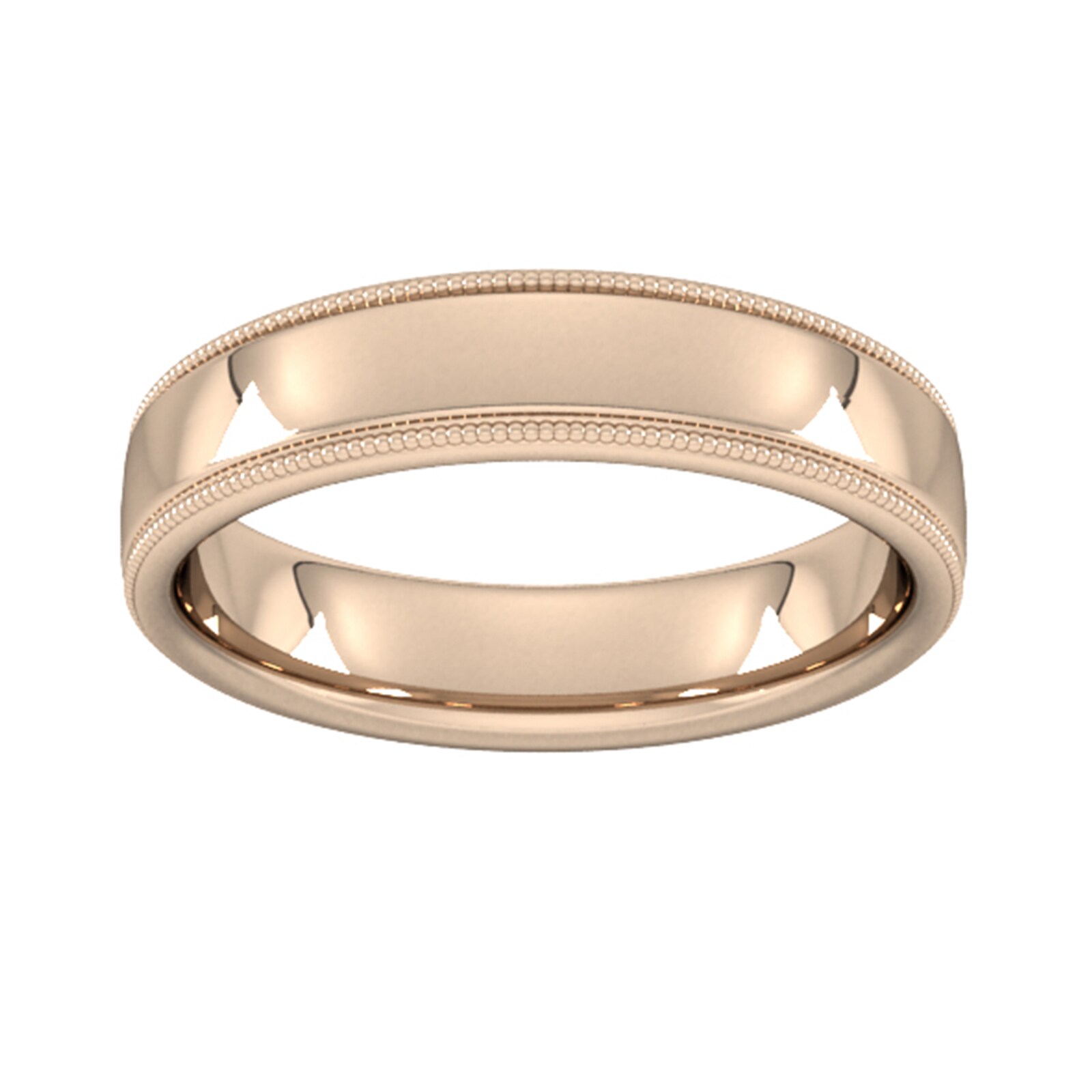 Goldsmiths 5mm Slight Court Standard Milgrain Edge Wedding Ring In 18 Carat Rose Gold